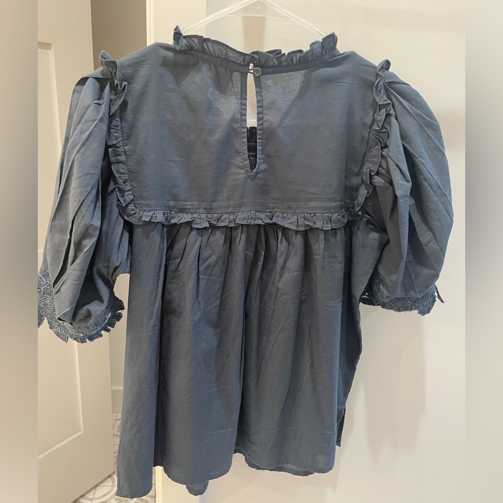 Cleobella Smocked Ruffle Organic Cotton Blouse - Picture 3 of 6